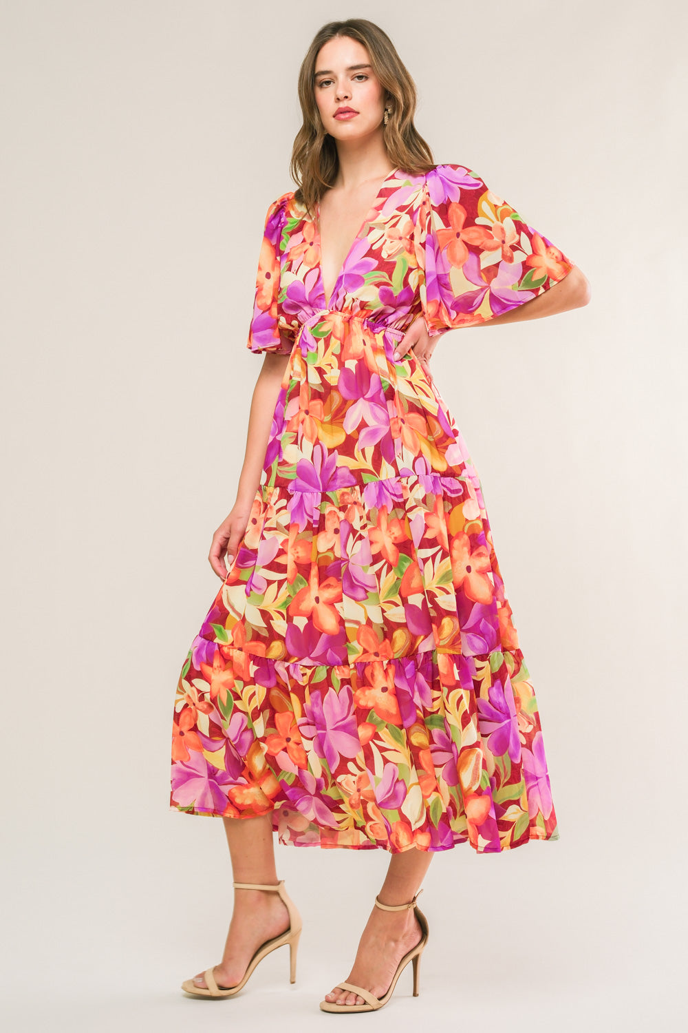 START LOOKING WOVEN MIDI DRESS Flying Tomato